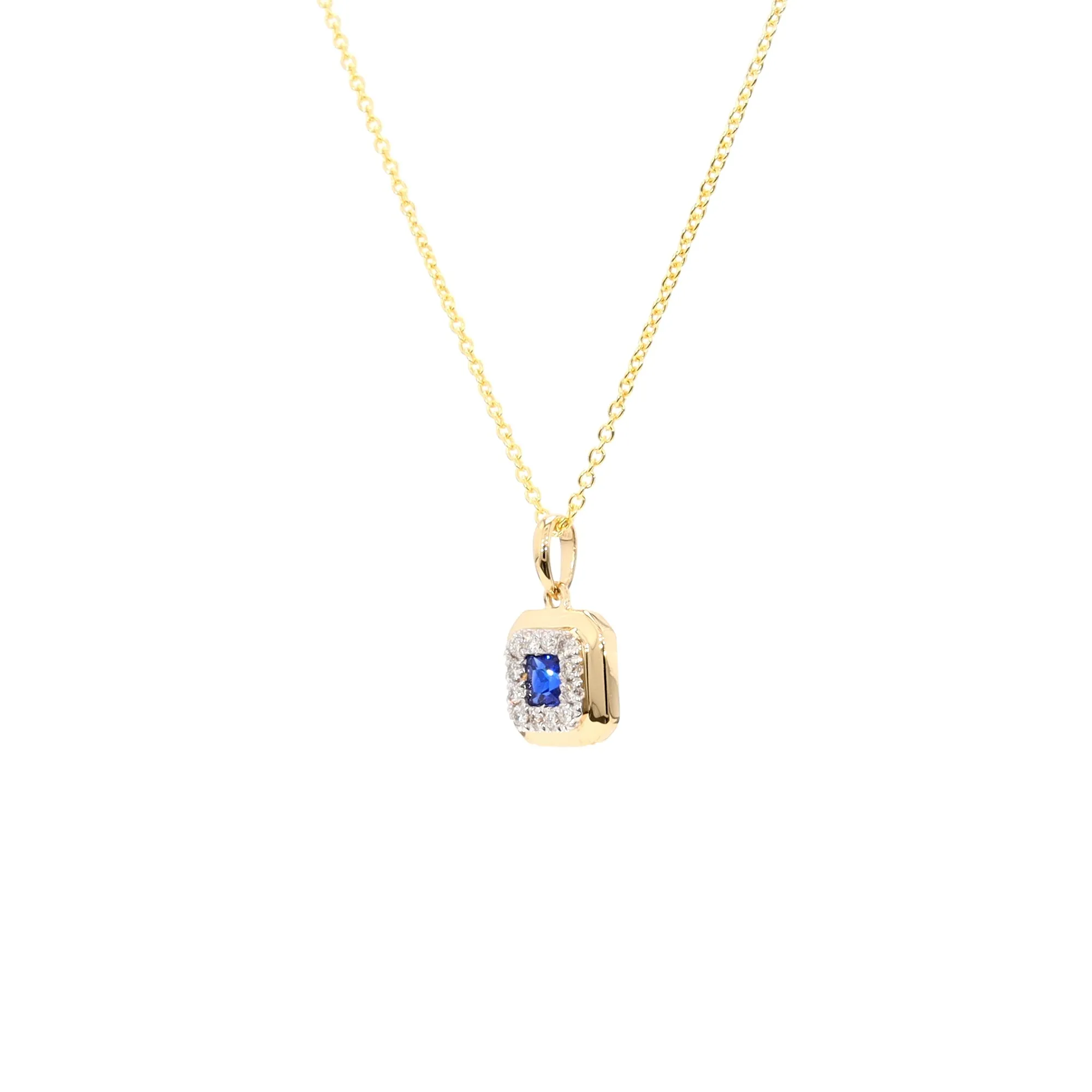 Sapphire and Diamond Halo Pendant