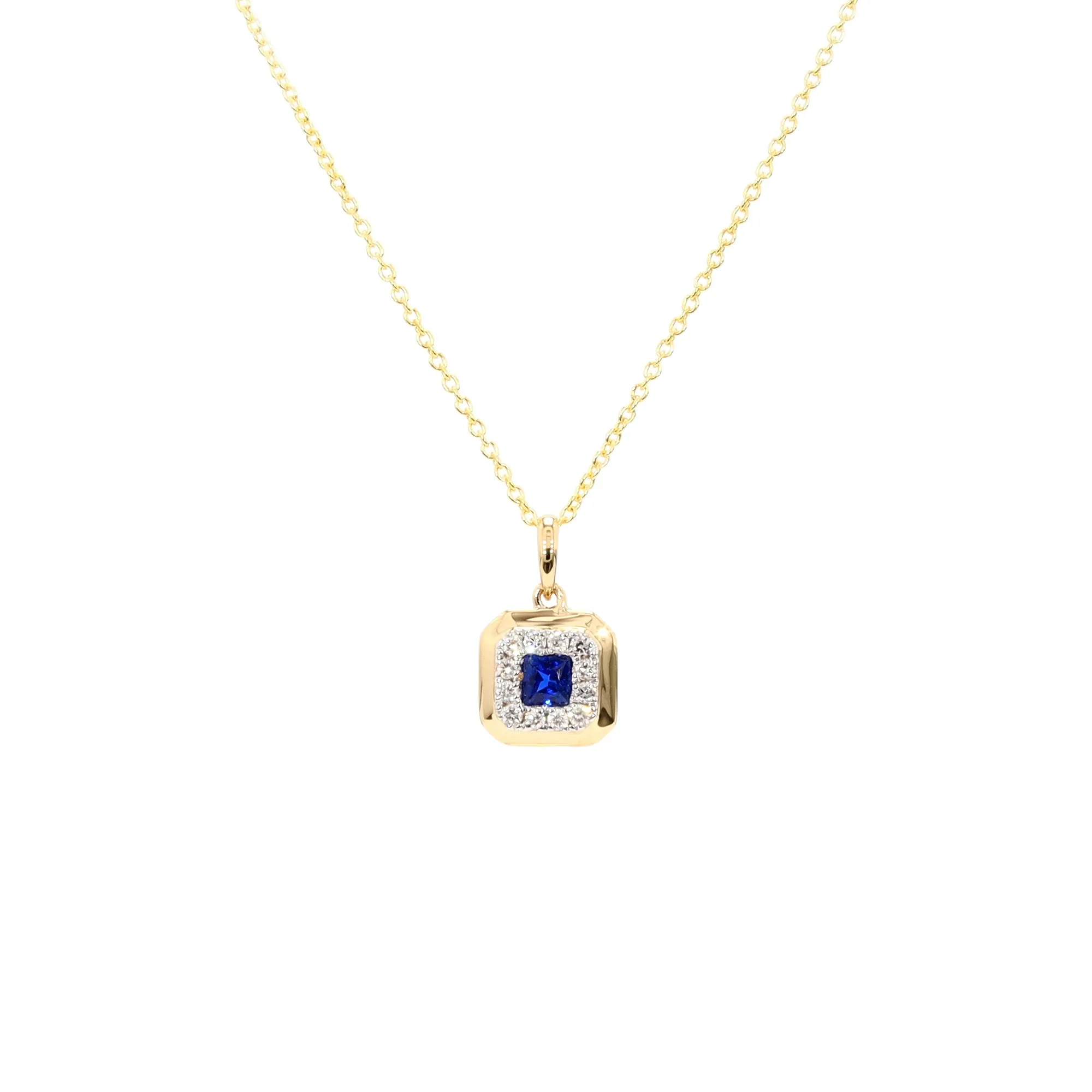 Sapphire and Diamond Halo Pendant