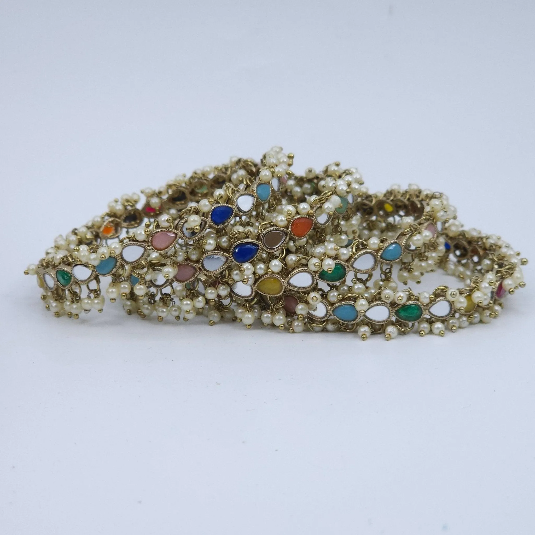 Set of 4 Mirror Bangles - Gold Multicolor