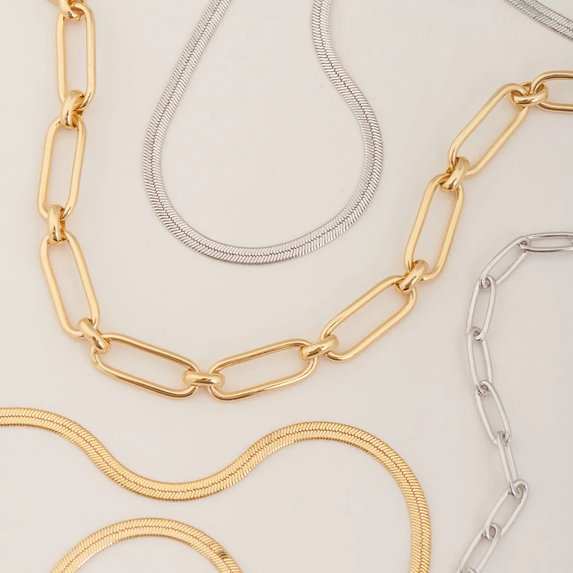 Silver Flat Snake Chain Necklace