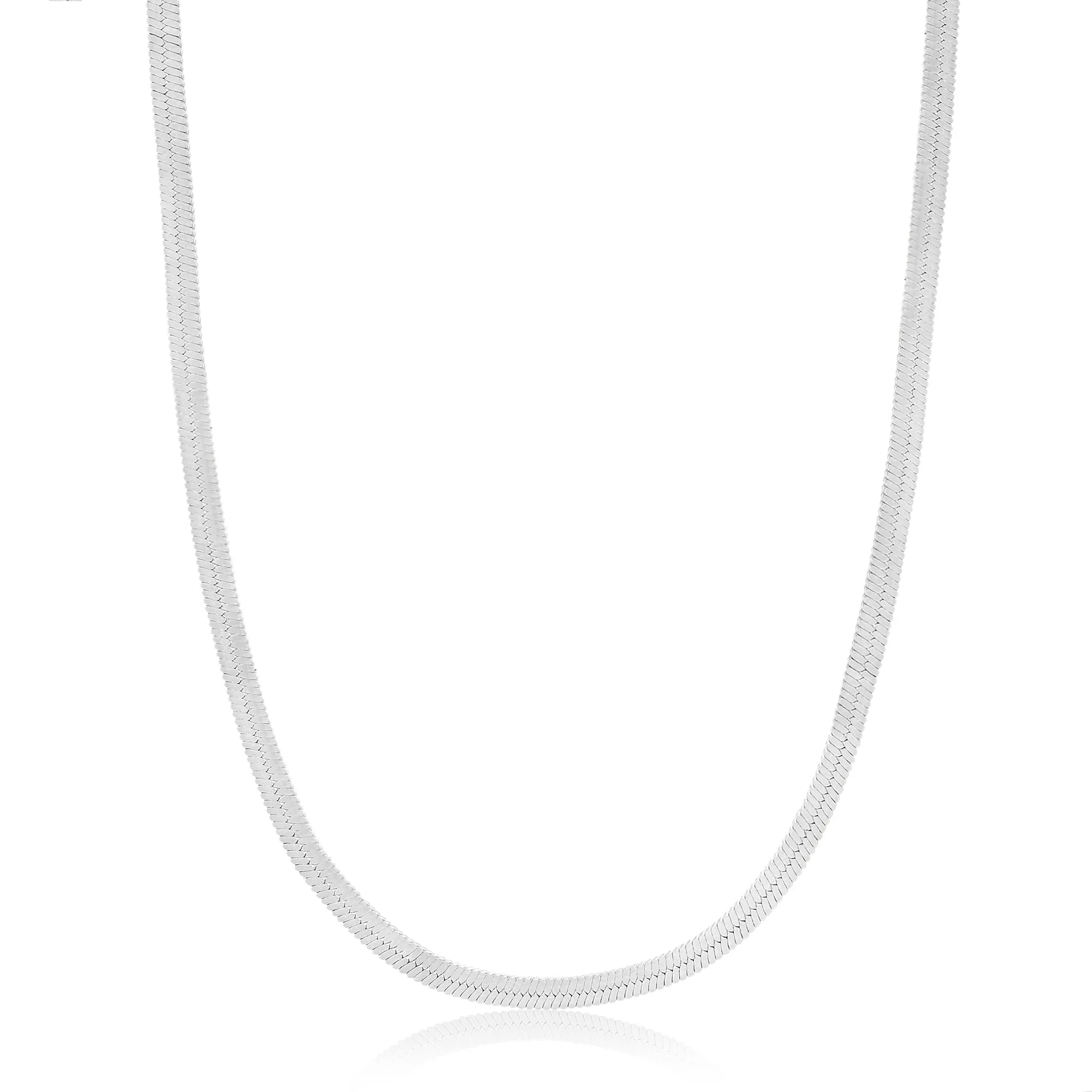 Silver Flat Snake Chain Necklace