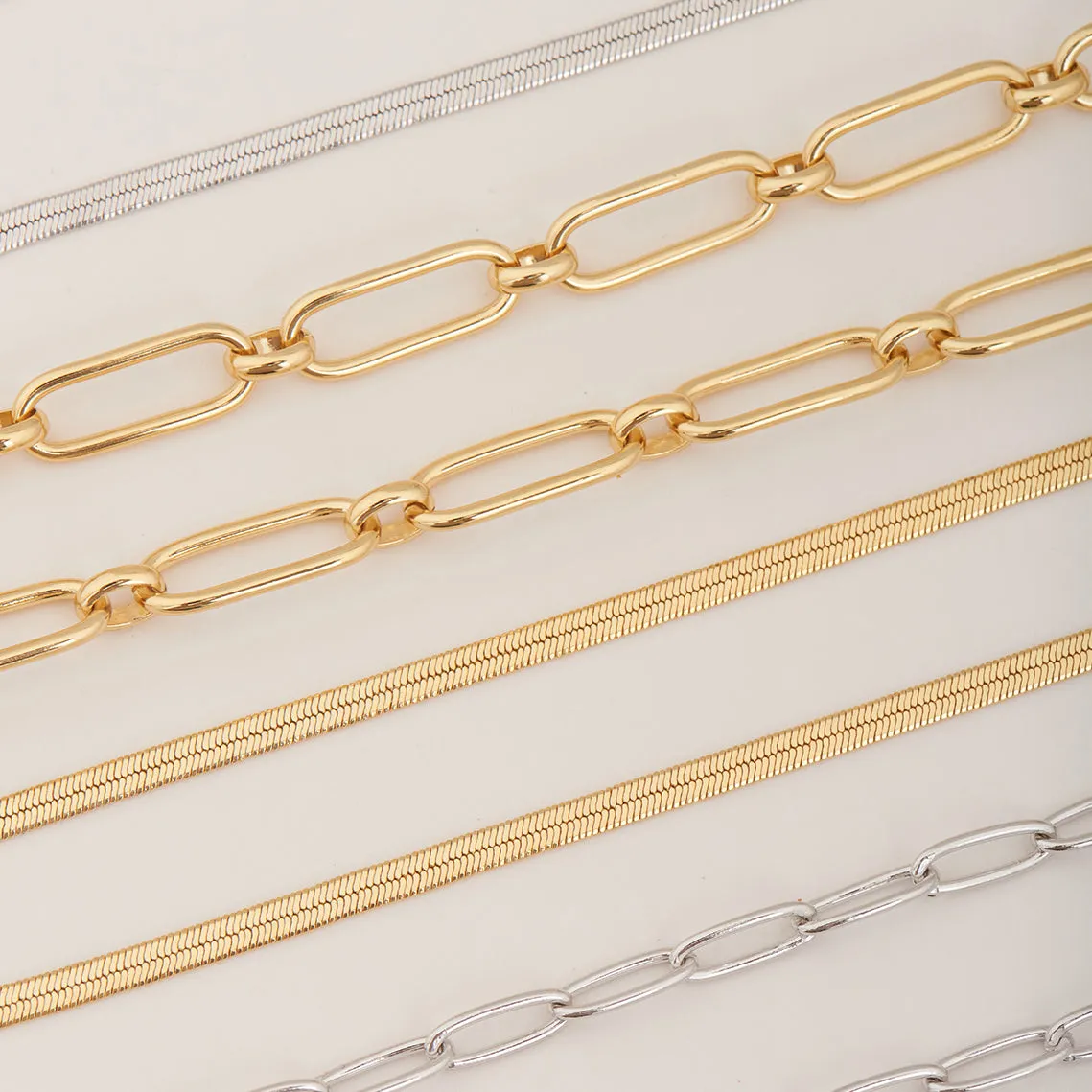 Silver Flat Snake Chain Necklace