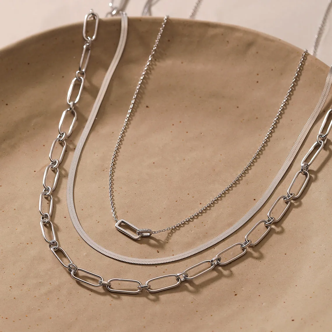 Silver Flat Snake Chain Necklace