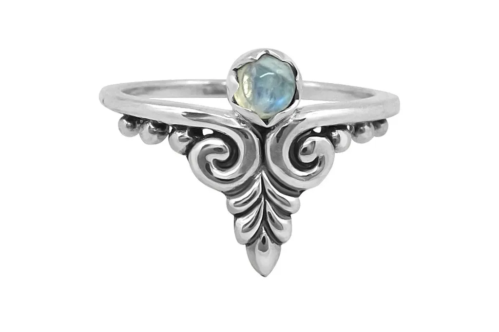 Silver Moonstone Ivy Ring