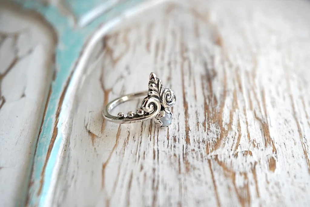 Silver Moonstone Ivy Ring
