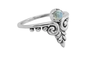 Silver Moonstone Ivy Ring