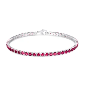 Silver Plated Ruby Cubic Zirconia Tennis Bracelet