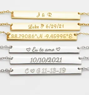 Small Bar Name Necklace