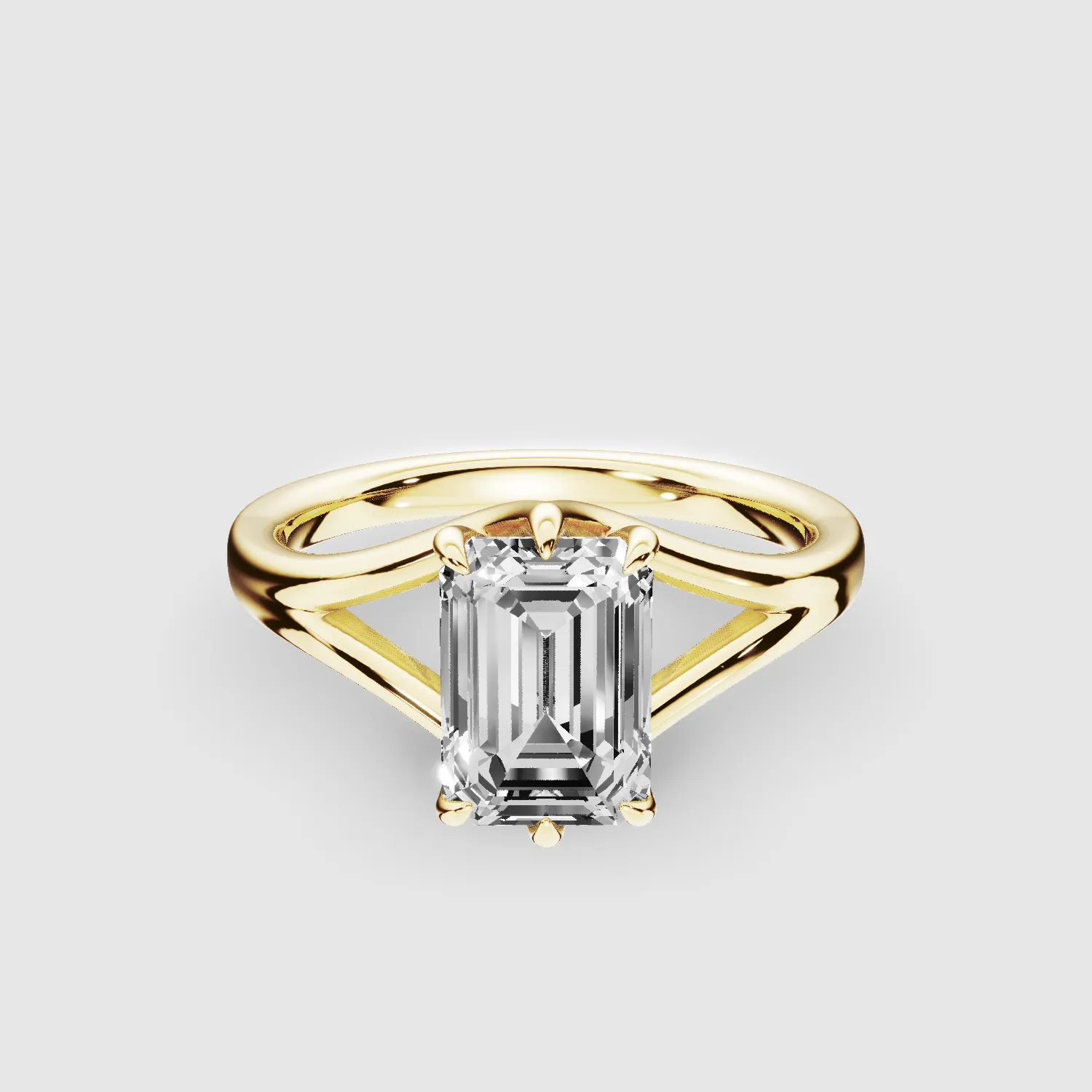 Split Shank Lab Grown Diamond Solitaire Ring -Emerald Cut