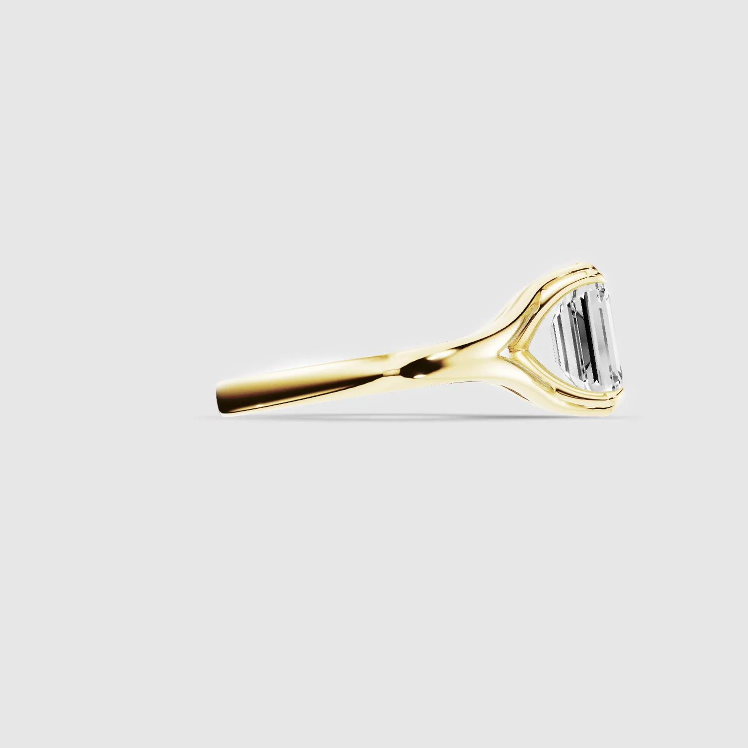 Split Shank Lab Grown Diamond Solitaire Ring -Emerald Cut