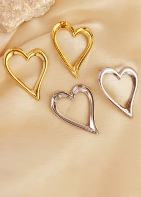 Stainless Steel Big Heart Statement Earrings