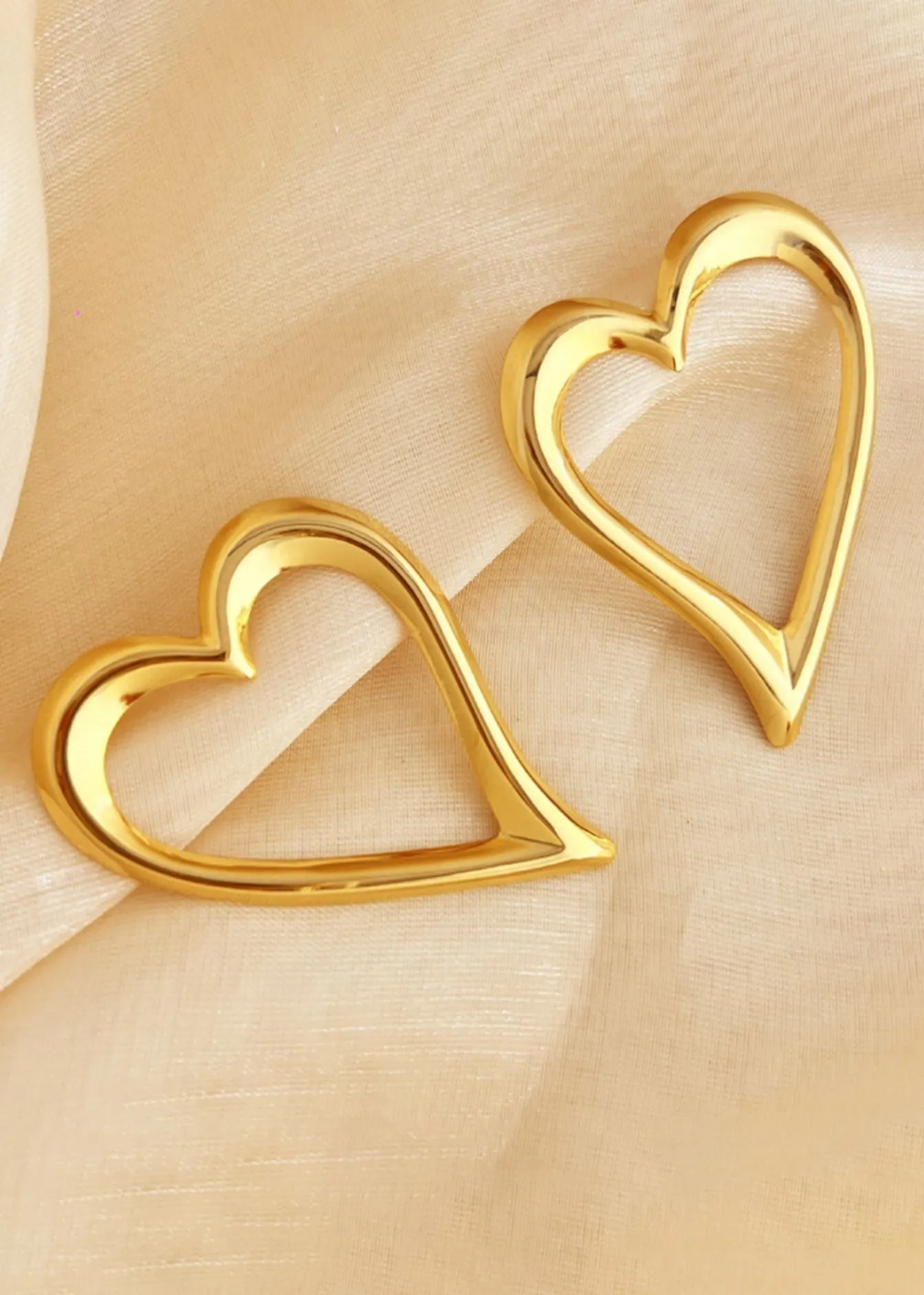 Stainless Steel Big Heart Statement Earrings