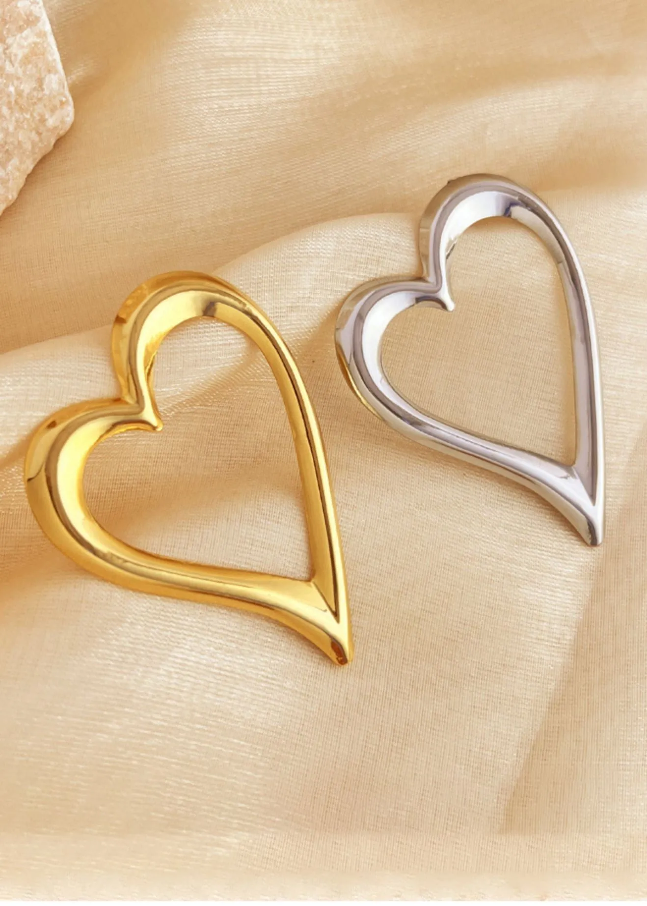 Stainless Steel Big Heart Statement Earrings
