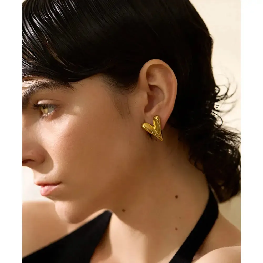 Stainless Steel Heart Stud Earrings