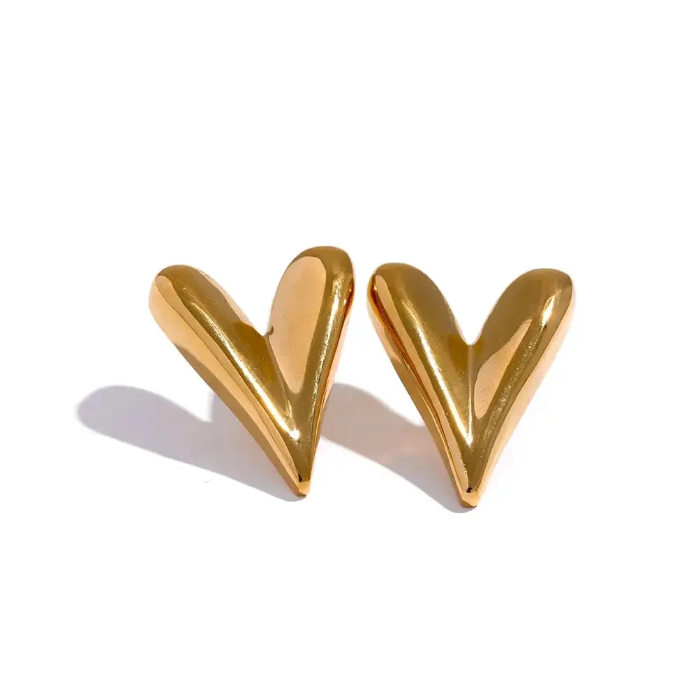 Stainless Steel Heart Stud Earrings