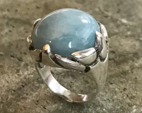 Statement Aquamarine Ring - March Birthstone Ring - Genuine Aquamarine Ring