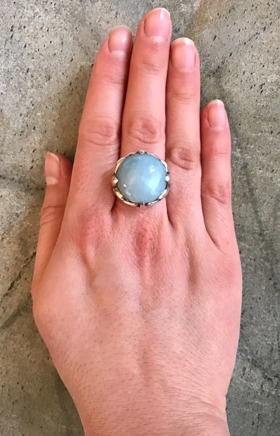 Statement Aquamarine Ring - March Birthstone Ring - Genuine Aquamarine Ring