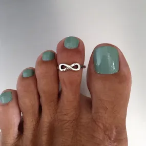 Sterling Silver Adjustable Infinity Toe Ring, Boho Ring, Silver Ring, Love Ring