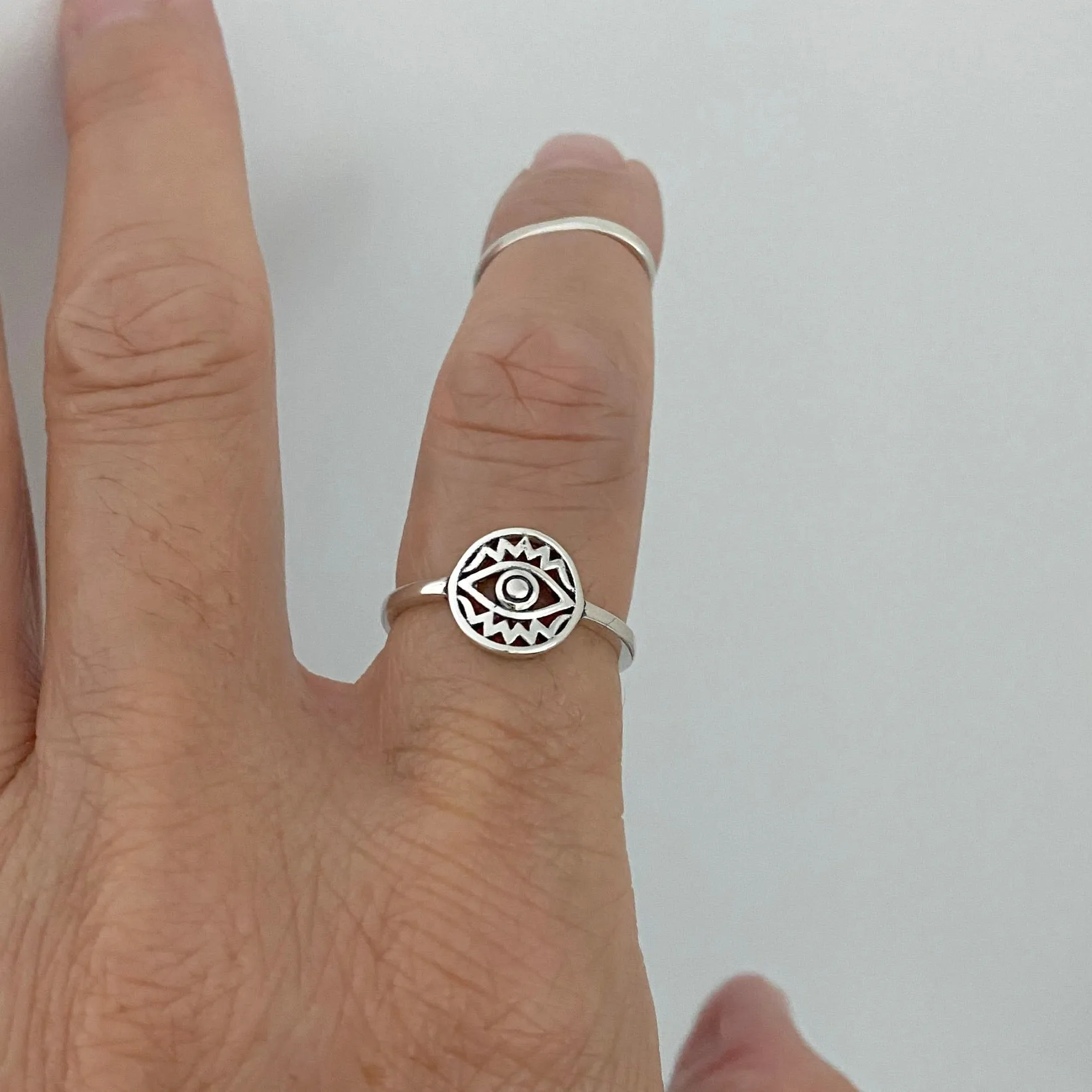 Sterling Silver All Seeing Eye Ring, Silver Rings, Protector Ring