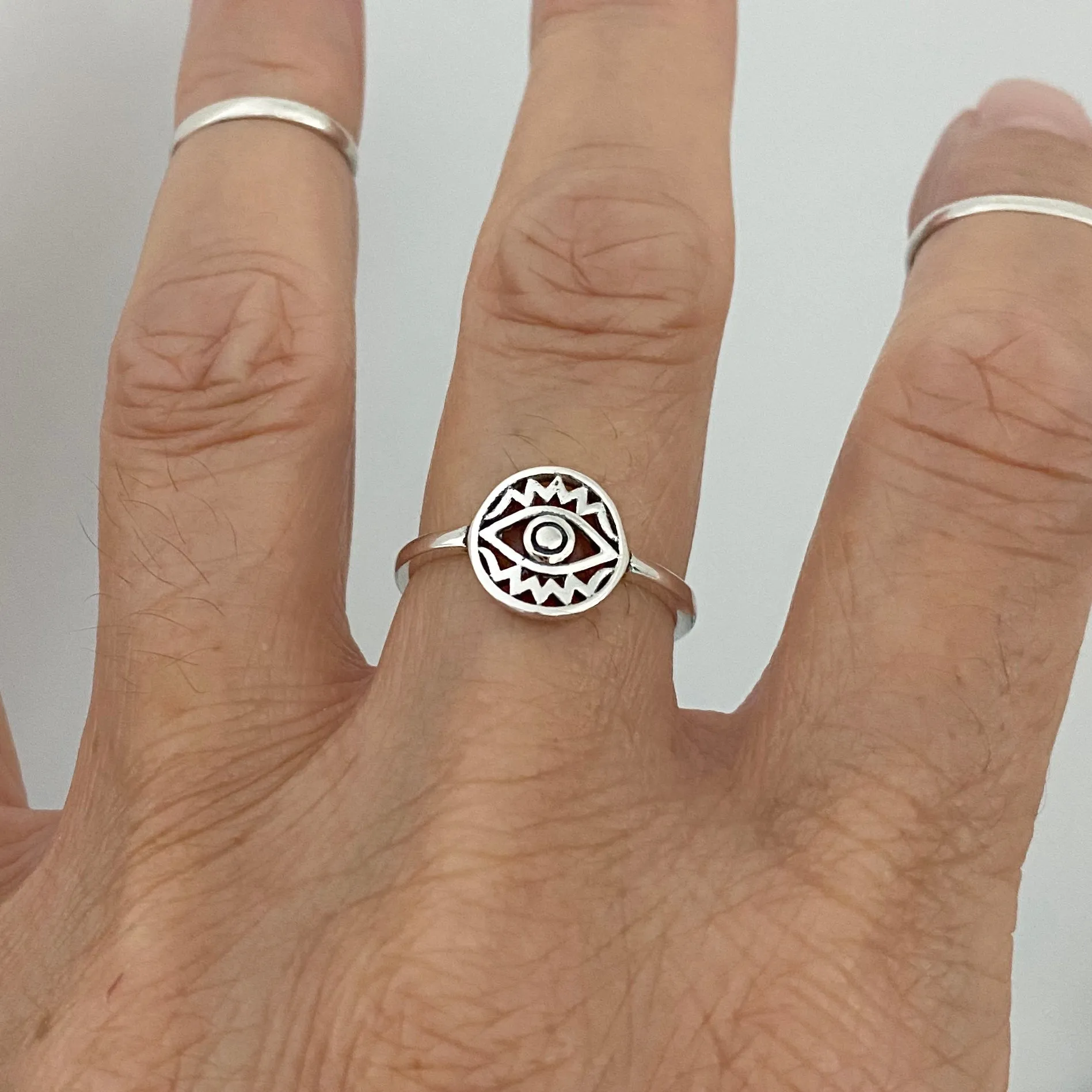 Sterling Silver All Seeing Eye Ring, Silver Rings, Protector Ring