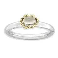 Sterling Silver & 14k Gold Moonstone Polished Ring