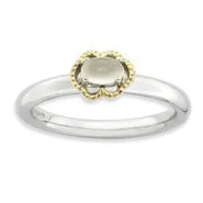 Sterling Silver & 14k Gold Moonstone Polished Ring