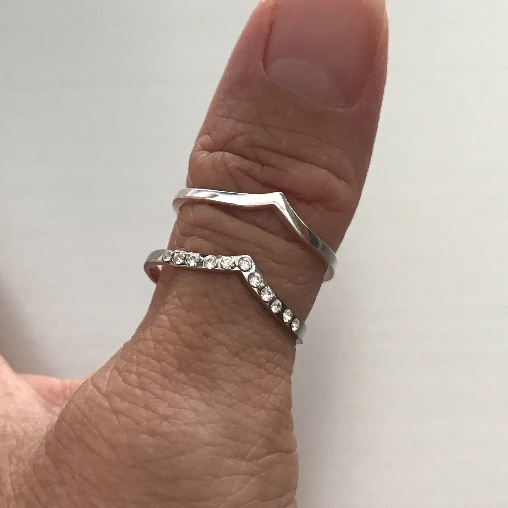 Sterling Silver Chevron CZ Ring, Silver Ring, V Shape Ring