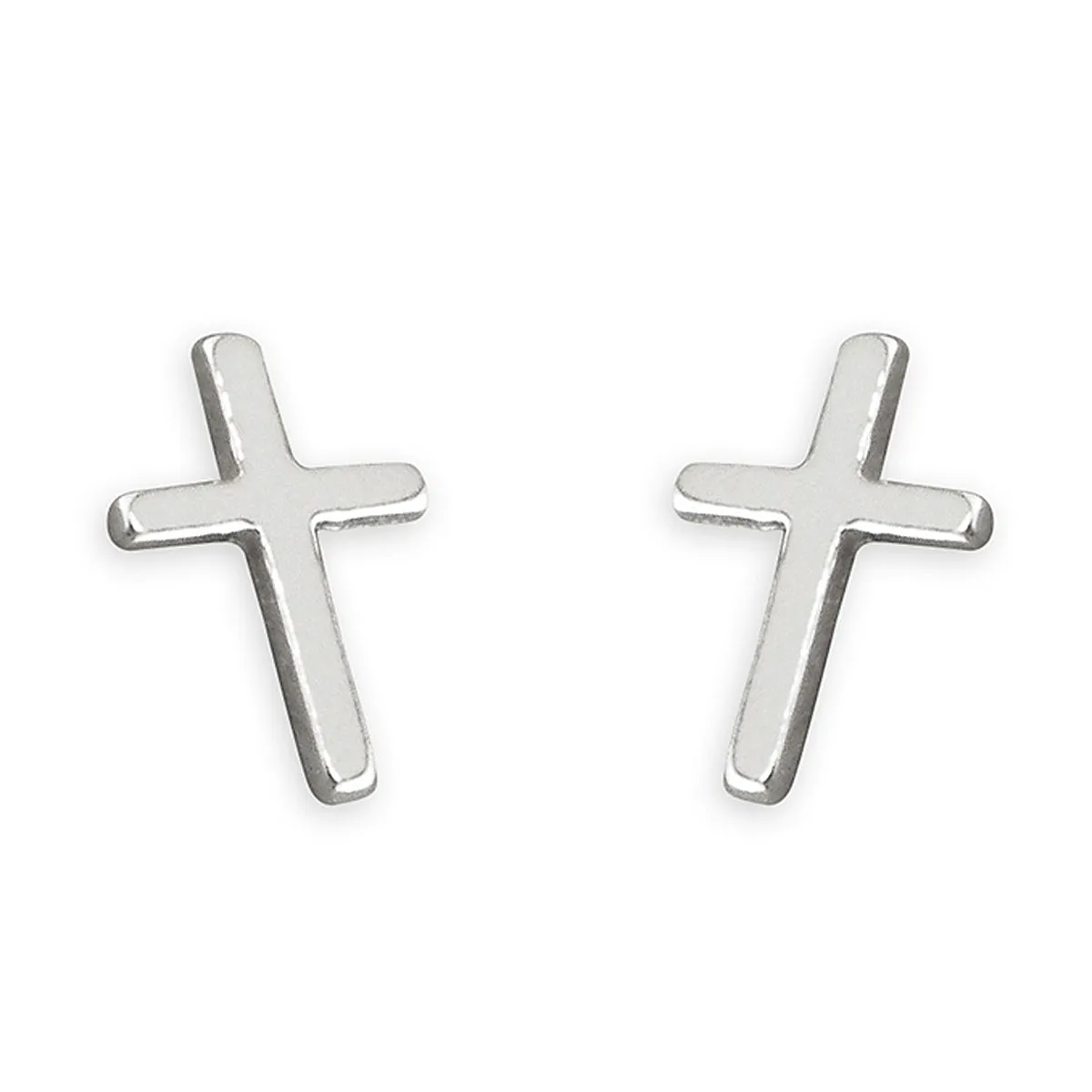 Sterling Silver Christian Cross Stud Unisex Earrings