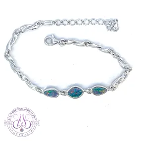 Sterling Silver freeform Opal doublet bracelet