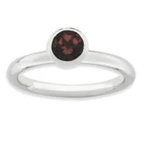Sterling Silver High 5mm January Swarovski Ring