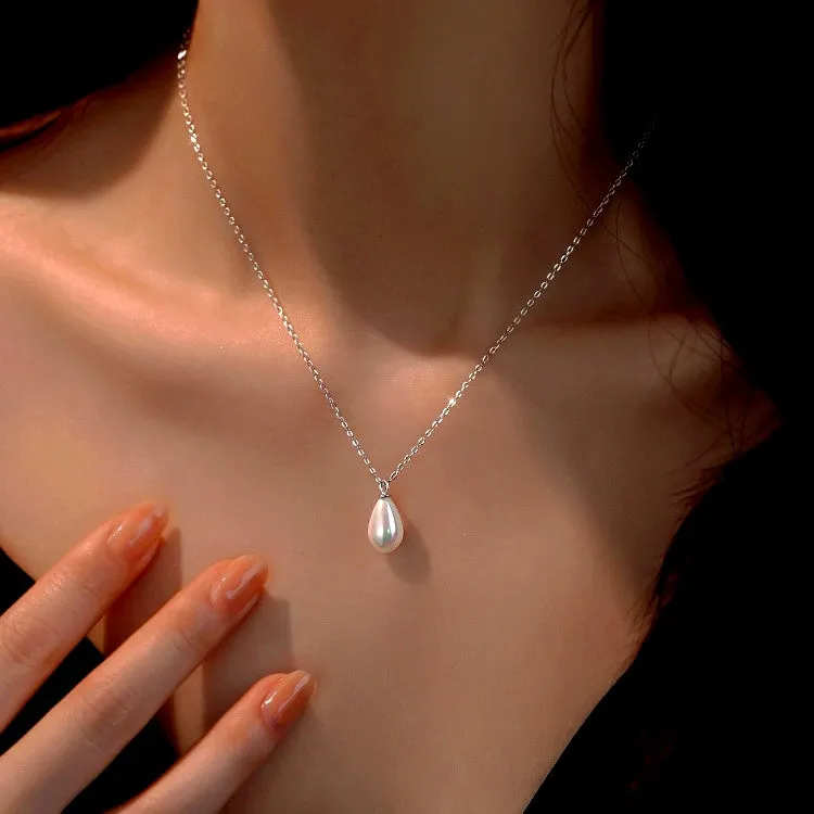 Sterling Silver Luxury Water Drop Pearl Necklaces