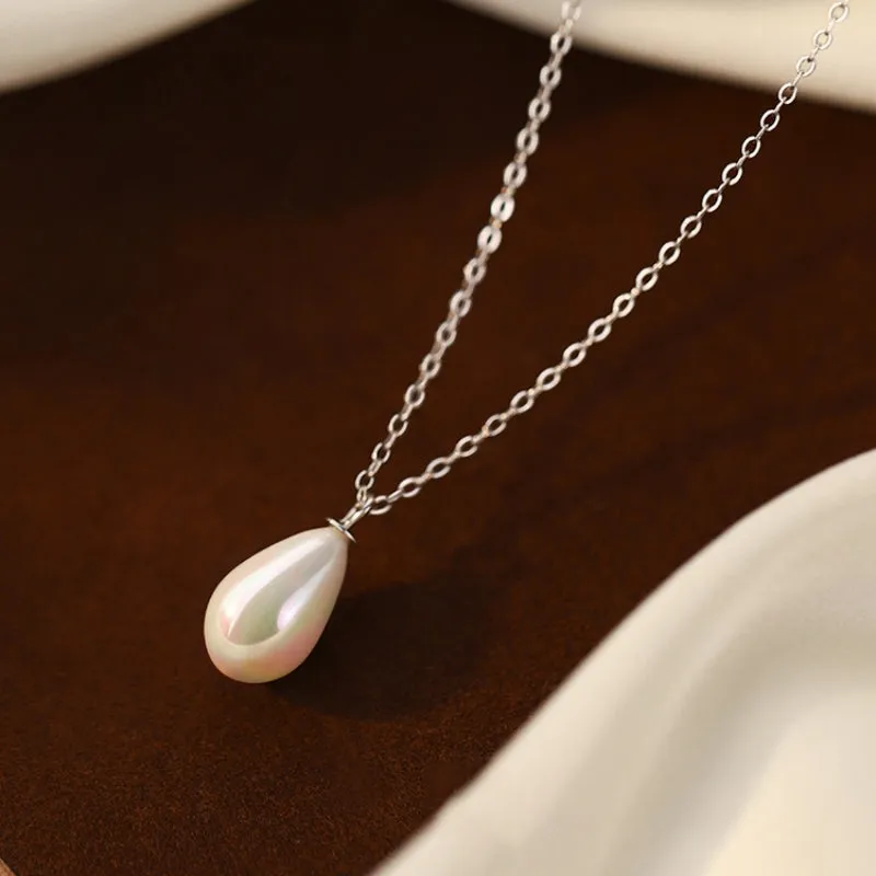 Sterling Silver Luxury Water Drop Pearl Necklaces