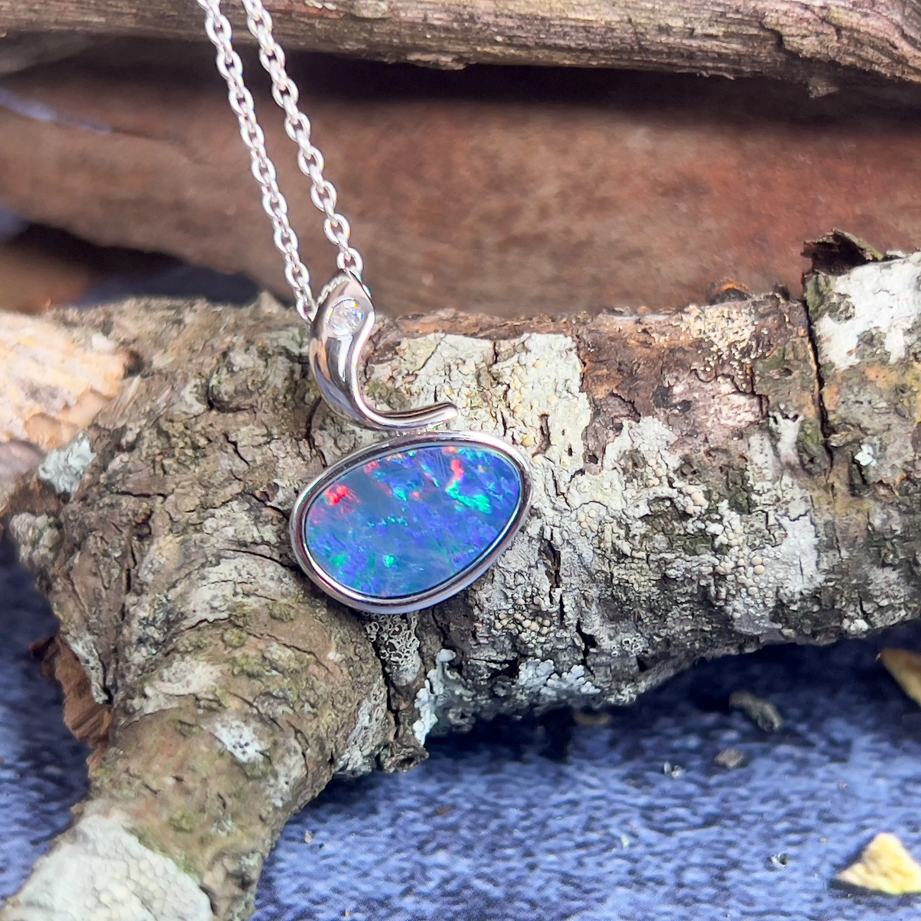 Sterling Silver Opal doublet 19.1x13.4mm pendant