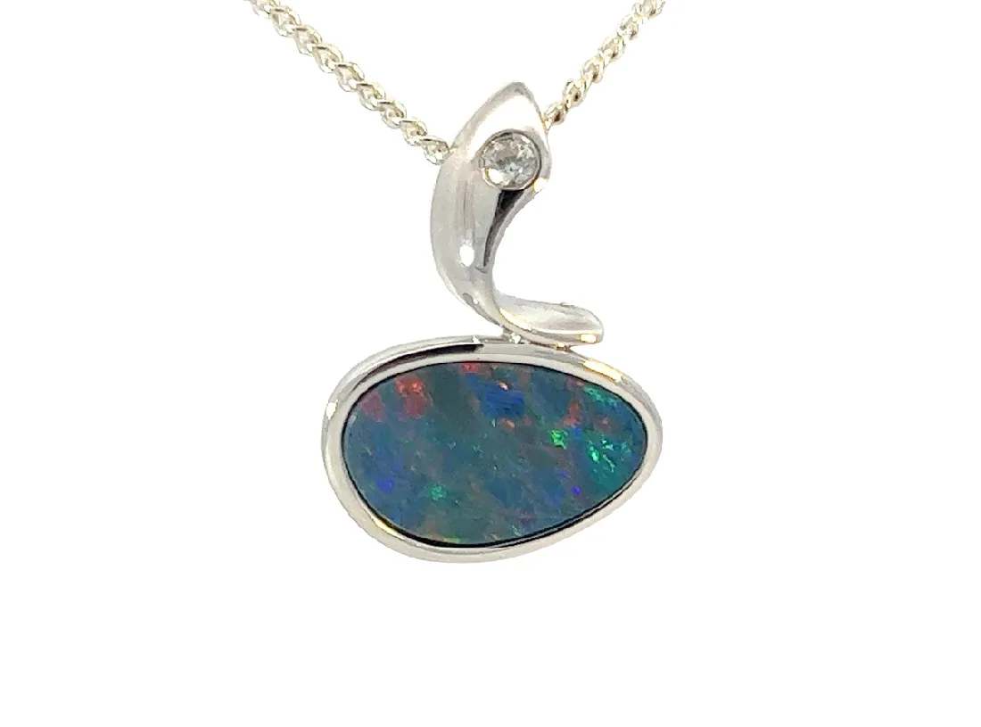 Sterling Silver Opal doublet 19.1x13.4mm pendant