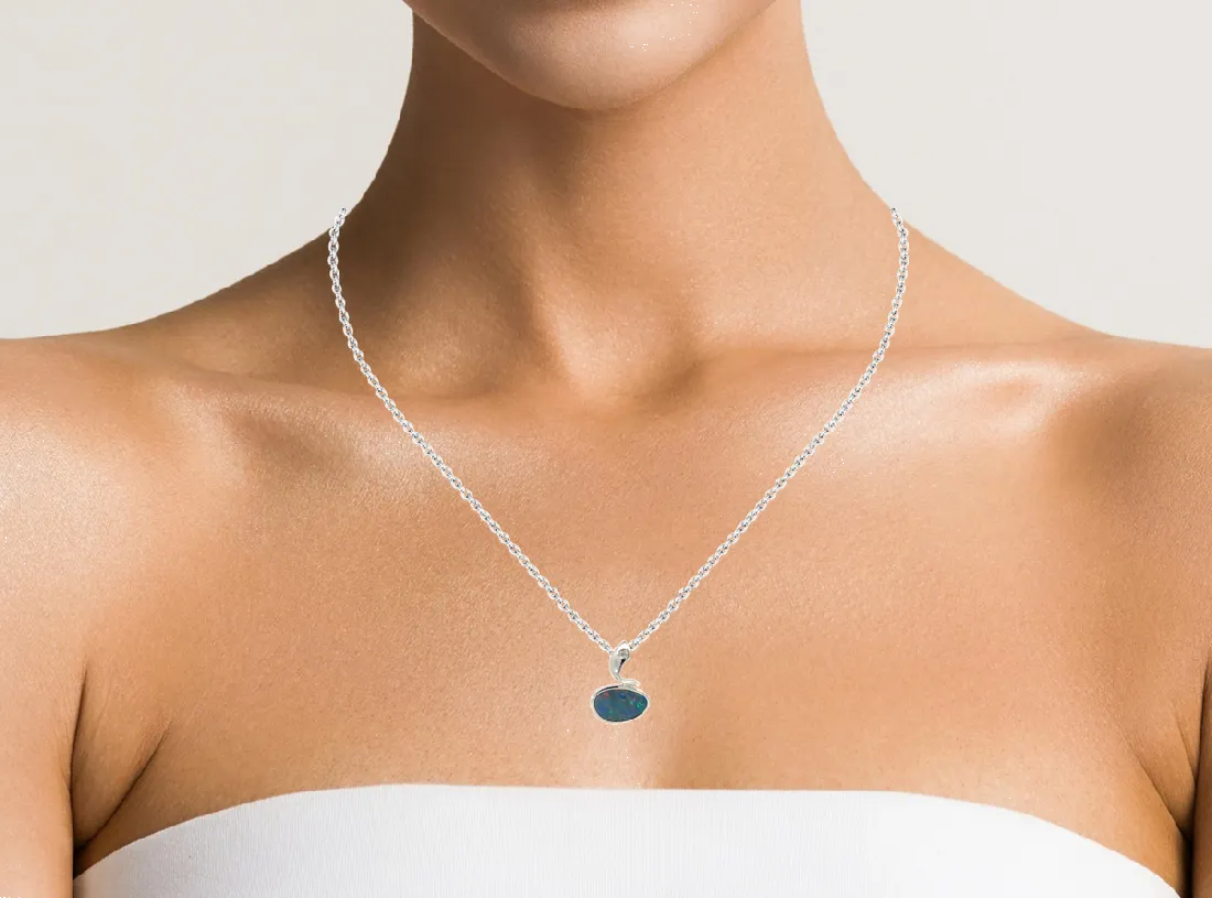 Sterling Silver Opal doublet 19.1x13.4mm pendant