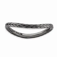 Sterling Silver Polished Black-plate Wave Ring