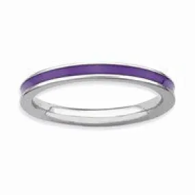 Sterling Silver Purple Enameled 2.25mm Ring