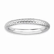 Sterling Silver Rhodium Cable Ring