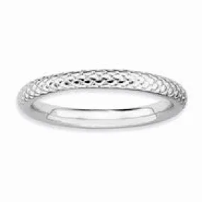 Sterling Silver Rhodium Cable Ring