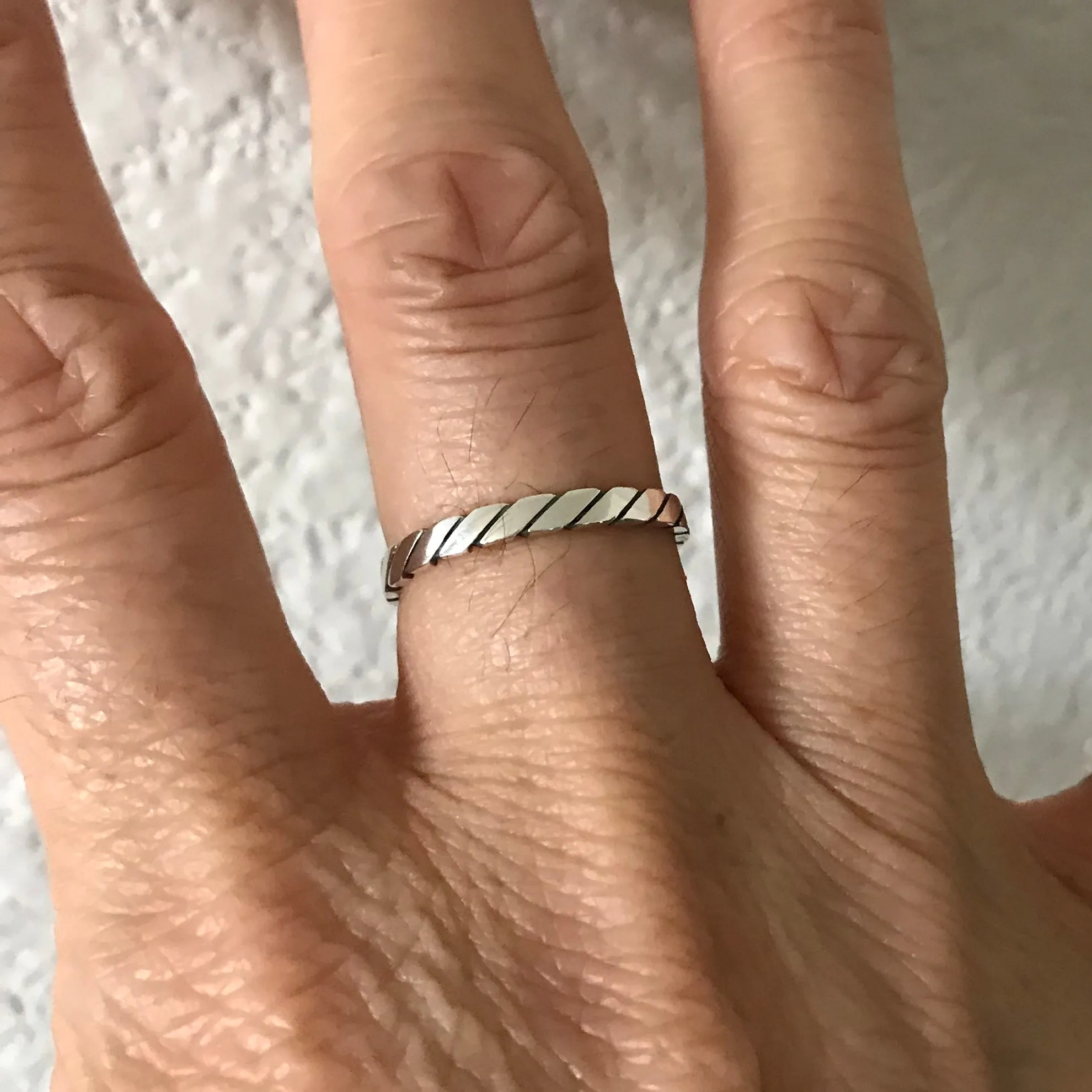 Sterling Silver Rope Ring, Stackable Ring, Silver Rings, Band