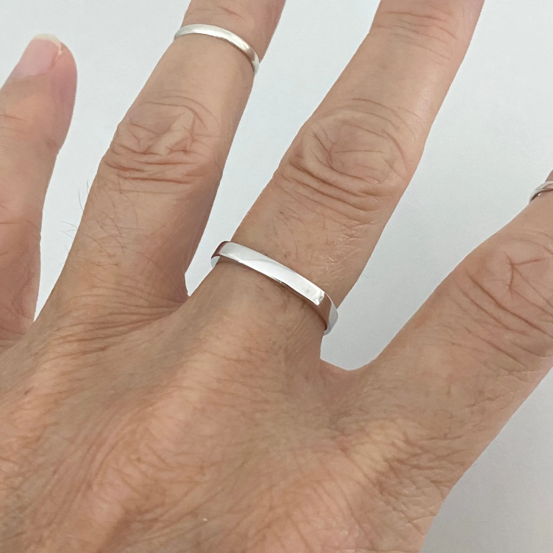 Sterling Silver Square Band Ring, Silver Ring, Stackable Ring, Silver Band, Wedding Band