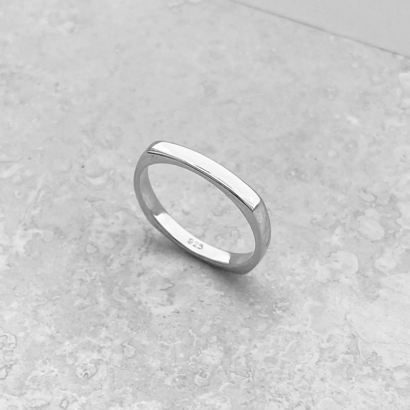 Sterling Silver Square Band Ring, Silver Ring, Stackable Ring, Silver Band, Wedding Band