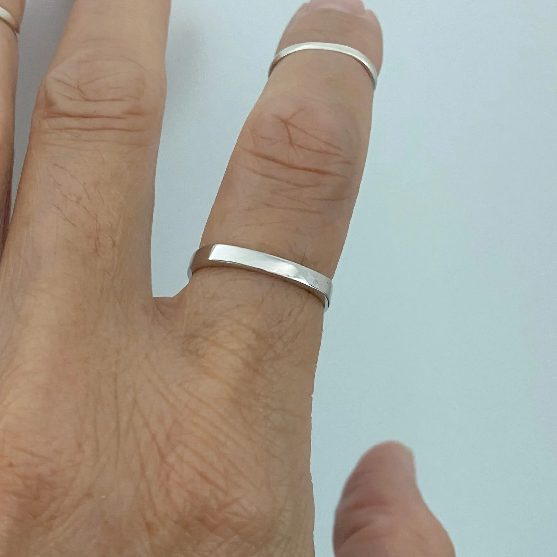 Sterling Silver Square Band Ring, Silver Ring, Stackable Ring, Silver Band, Wedding Band