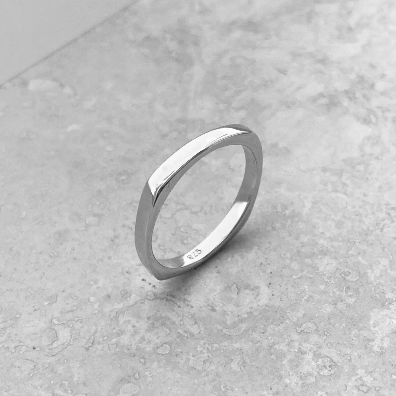 Sterling Silver Square Band Ring, Silver Ring, Stackable Ring, Silver Band, Wedding Band