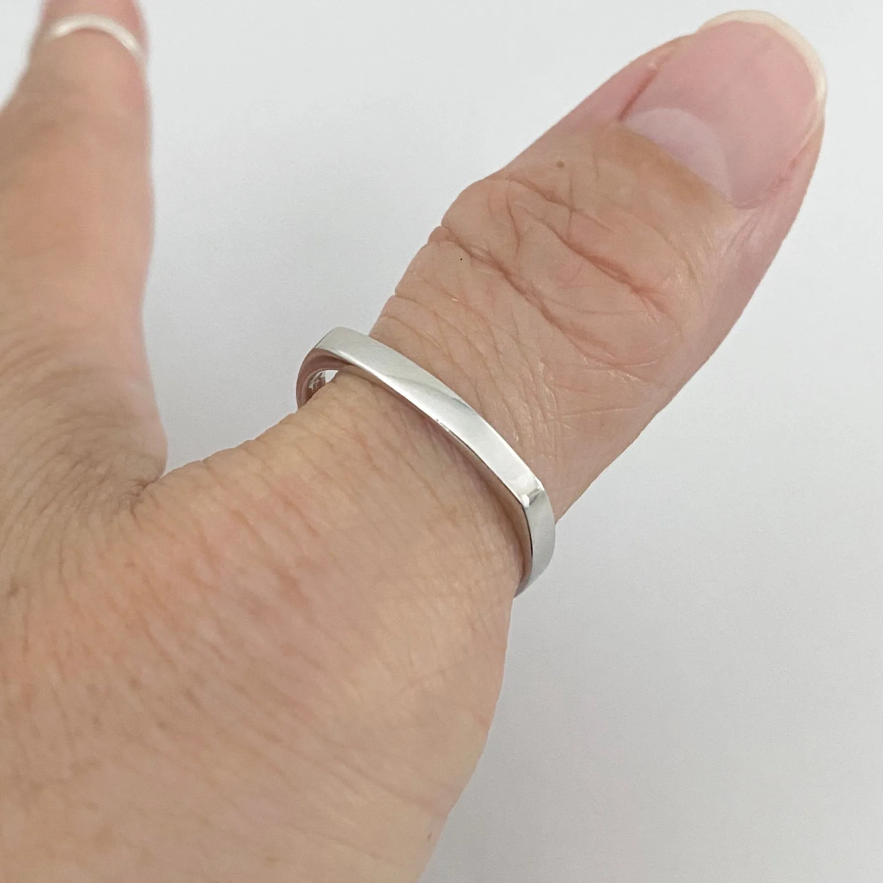Sterling Silver Square Band Ring, Silver Ring, Stackable Ring, Silver Band, Wedding Band