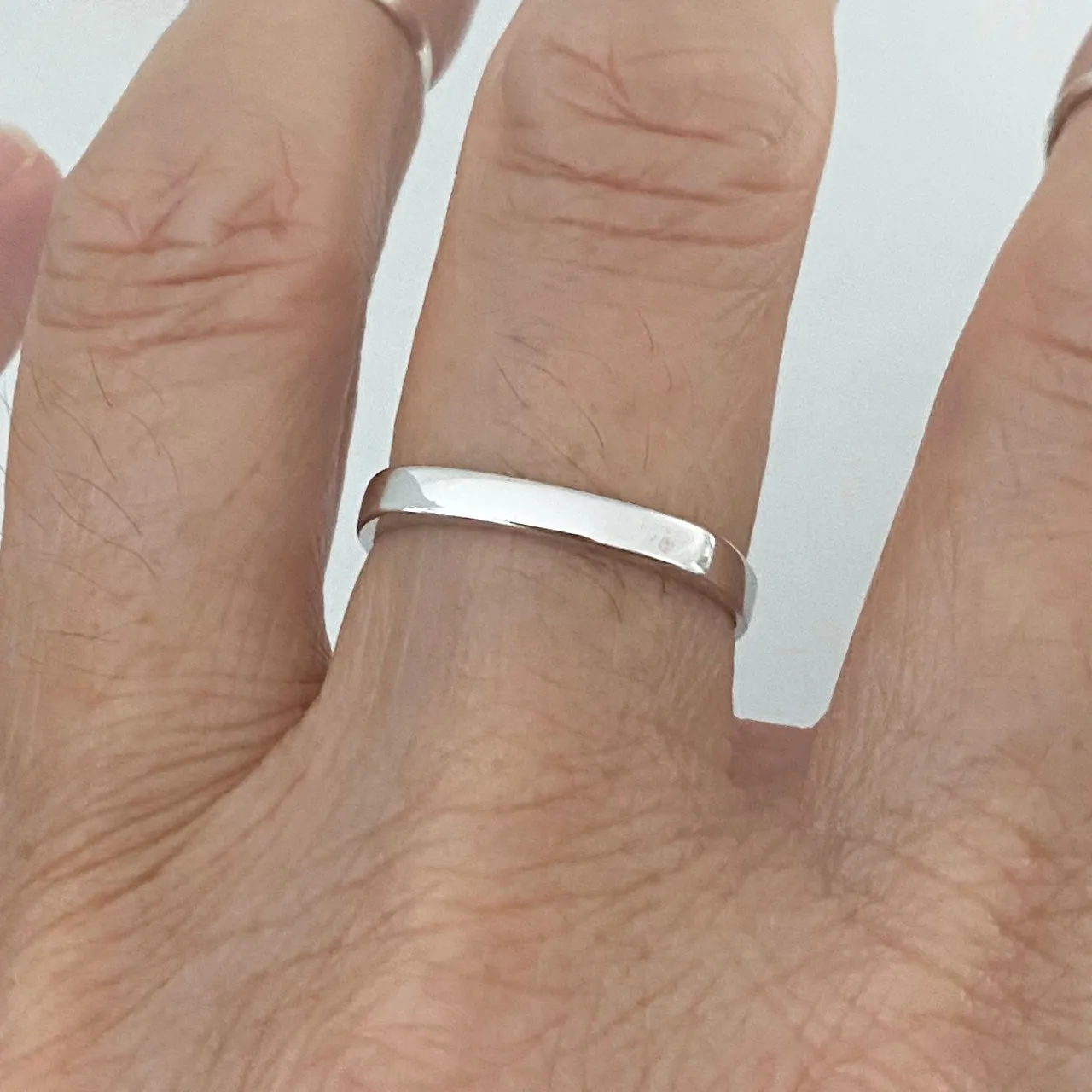 Sterling Silver Square Band Ring, Silver Ring, Stackable Ring, Silver Band, Wedding Band