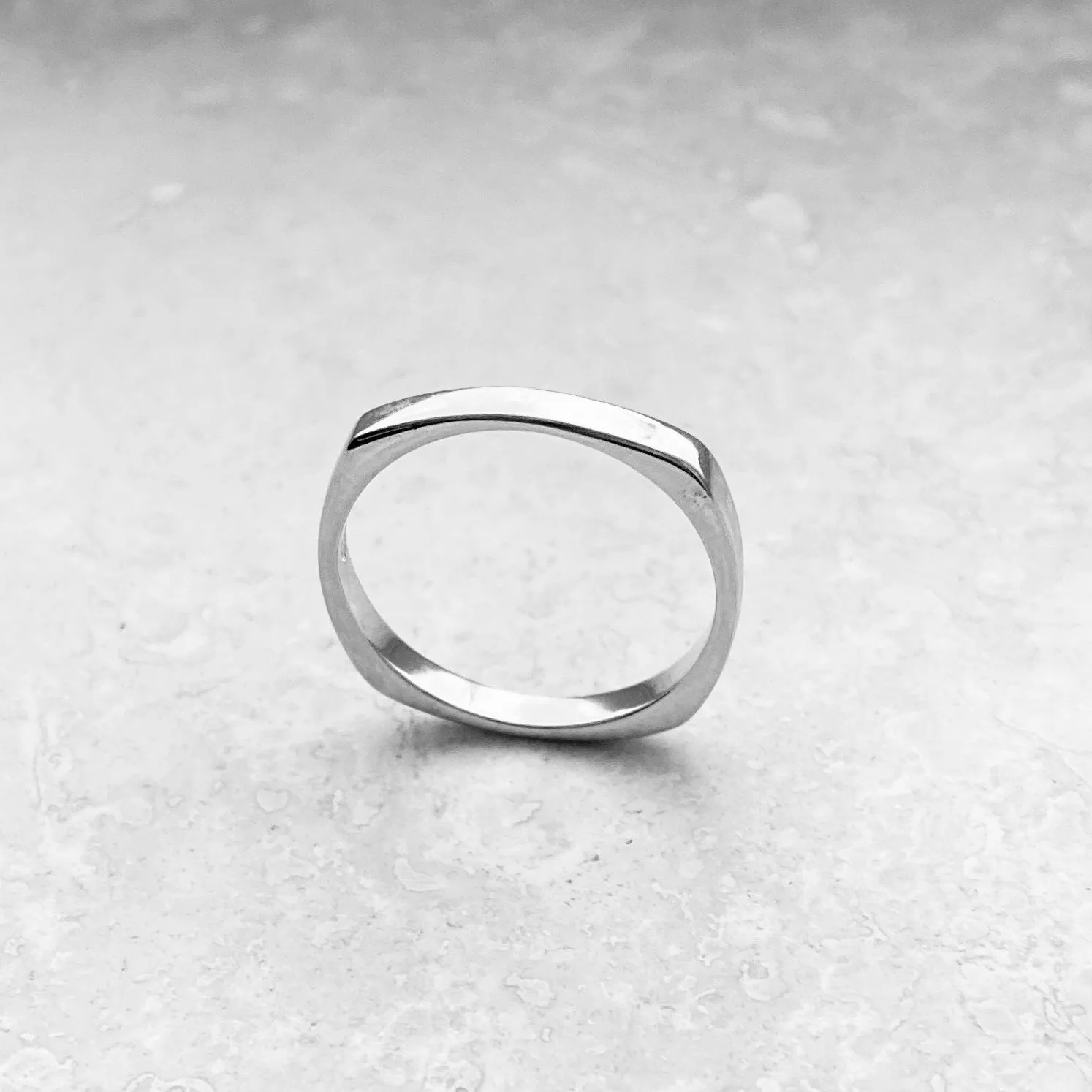 Sterling Silver Square Band Ring, Silver Ring, Stackable Ring, Silver Band, Wedding Band