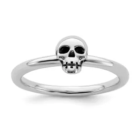 Sterling Silver Stackable Expressions Antiqued Skull Ring | QSK1940