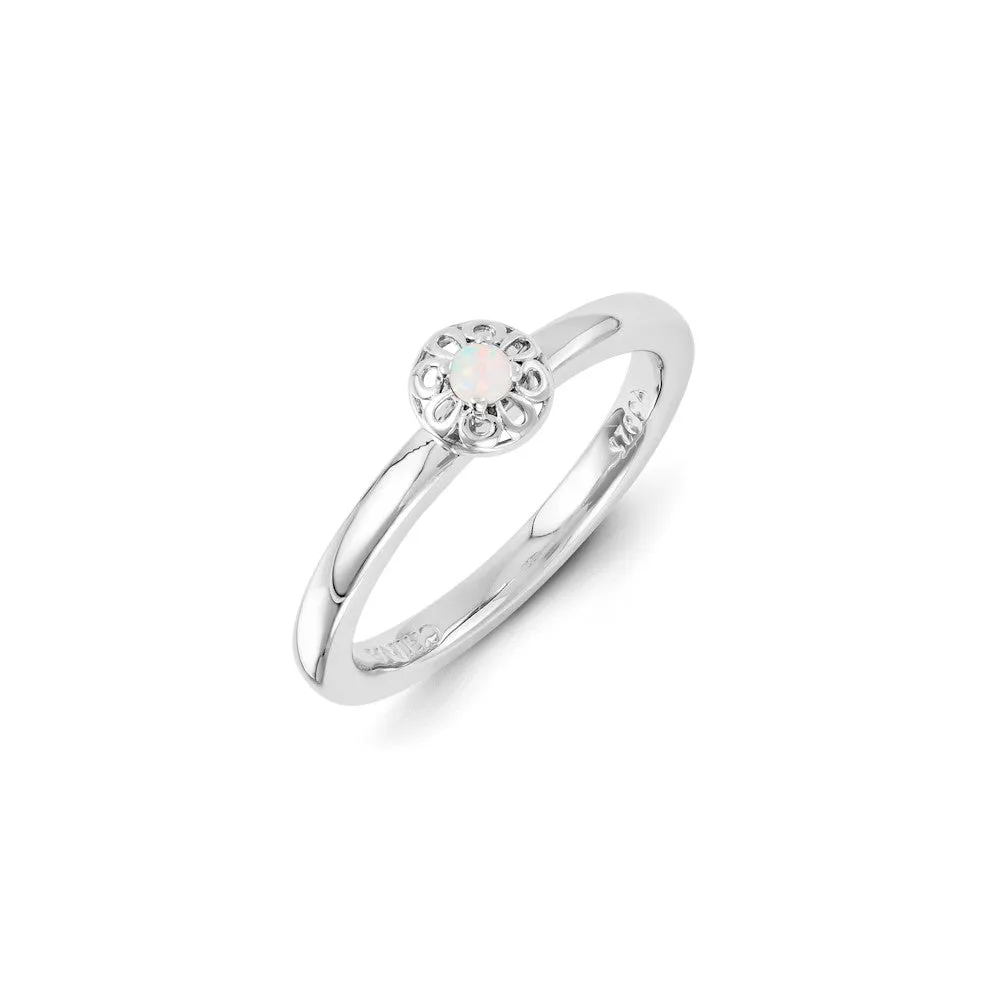 Sterling Silver Stackable Expressions Created Opal Ring | QSK1330