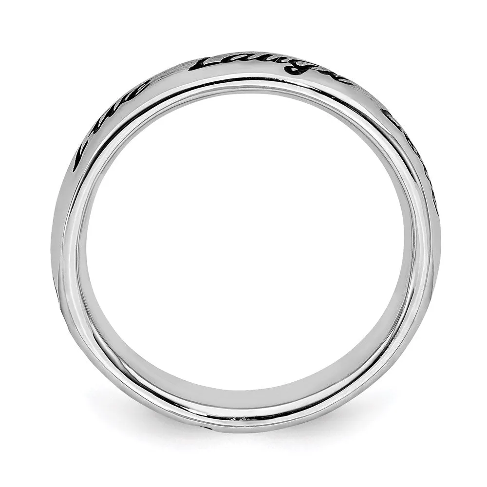 Sterling Silver Stackable Expressions Enamel Live Laugh Love Ring | QSK1652